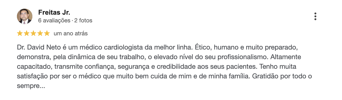 Depoimento de paciente — Dr. David Neto