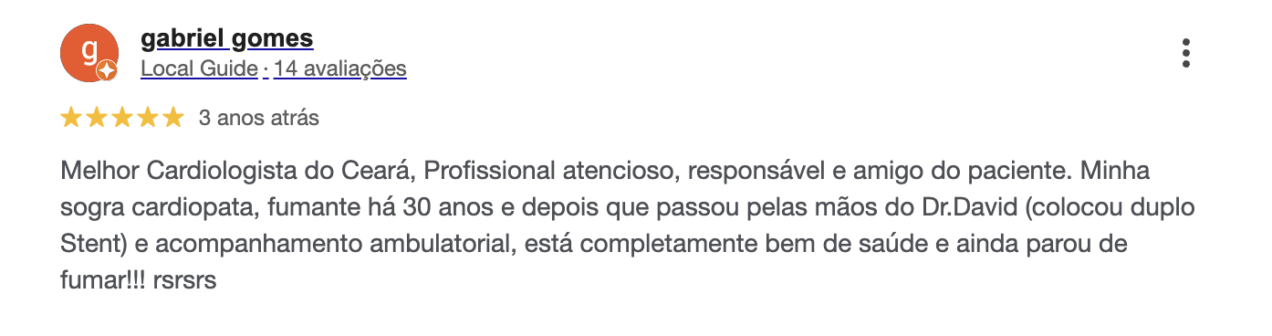 Depoimento de paciente — Dr. David Neto
